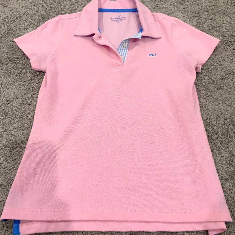 Vineyard Vines Girls Pink Solid Polo
